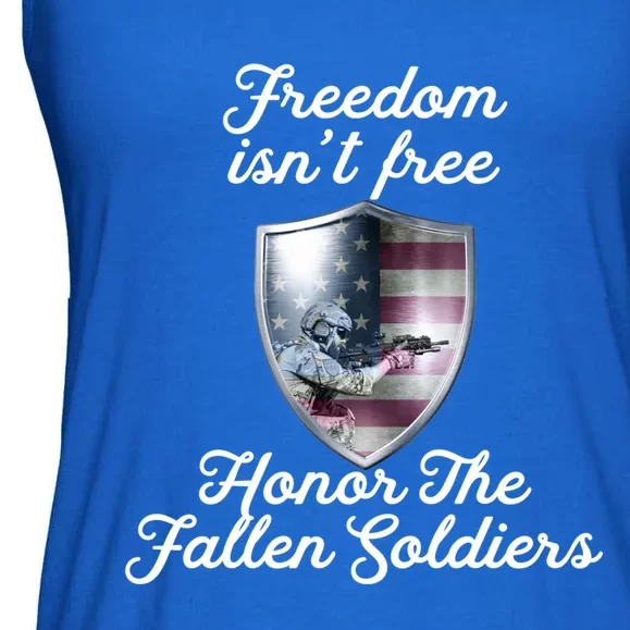 Freedom Isn't Free Honor The Fallen Soldiers Veterans Day Great Gift Ladies Essential Flowy Tank