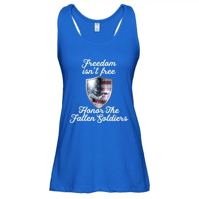 Freedom Isn't Free Honor The Fallen Soldiers Veterans Day Great Gift Ladies Essential Flowy Tank