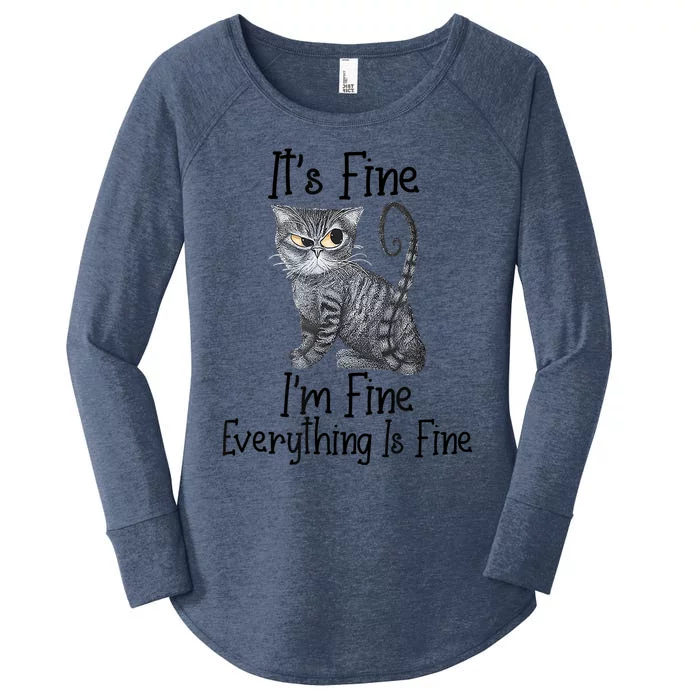 Funny It's Fine I'm Fine Everything Is Fine Black Cat Women's Perfect Tri Tunic Long Sleeve Shirt