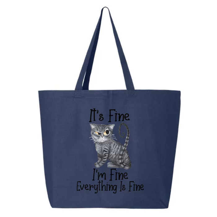 Funny It's Fine I'm Fine Everything Is Fine Black Cat 25L Jumbo Tote