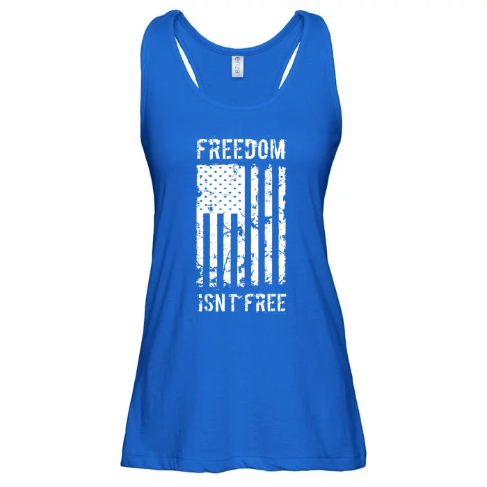 Freedom Isn't Free Veteran Patriotic American Flag Gift Ladies Essential Flowy Tank