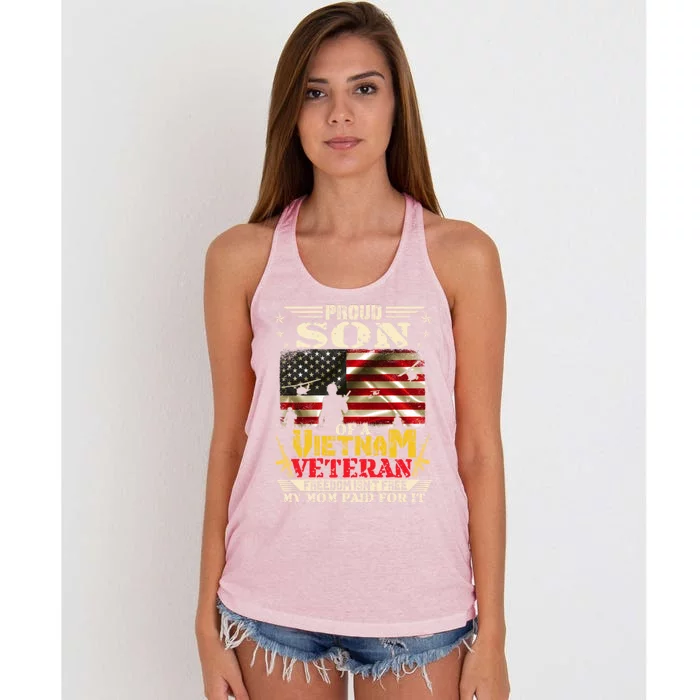 Freedom Isn't Freegiftproud Son Of A Vietnam Veteran Mom Gift Women's Knotted Racerback Tank