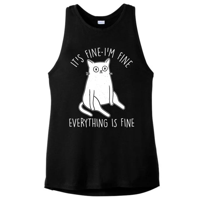 Funny It's Fine I'm Fine Everything Is Fine Ladies Tri-Blend Wicking Tank