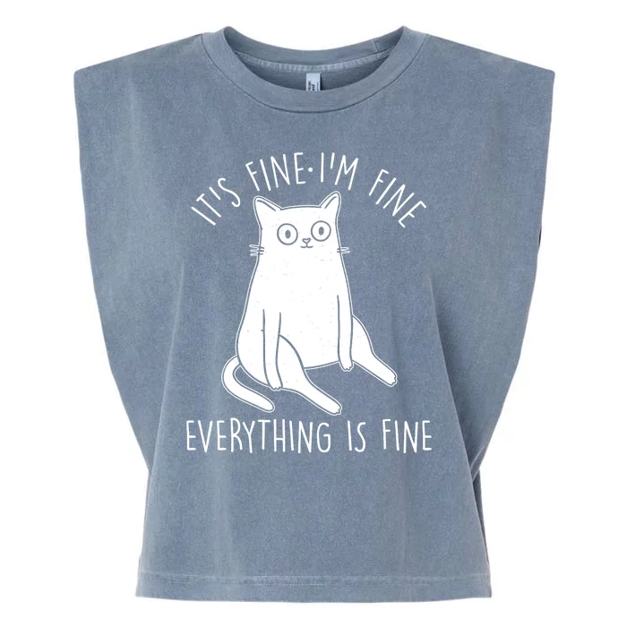 Funny It's Fine I'm Fine Everything Is Fine Garment-Dyed Women's Muscle Tee