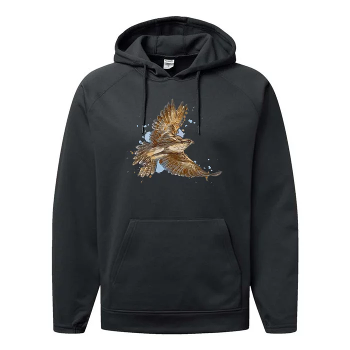 Falcon In Flight From A Splash Performance Fleece Hoodie