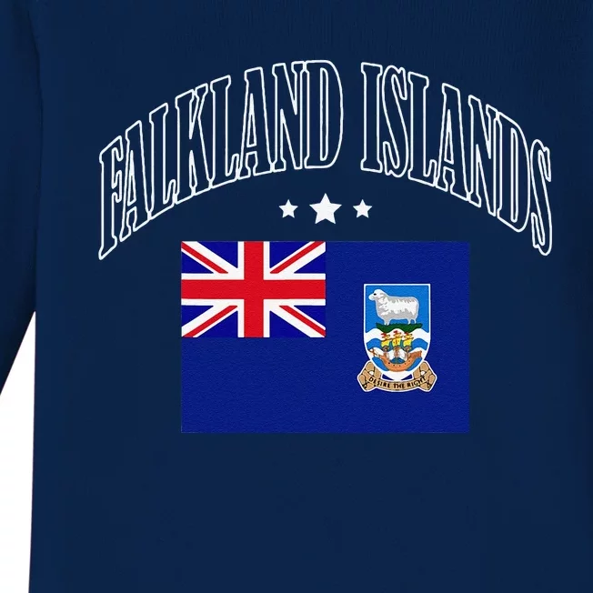 Falkland Islands Flag Patriotic Throwback Baby Long Sleeve Bodysuit