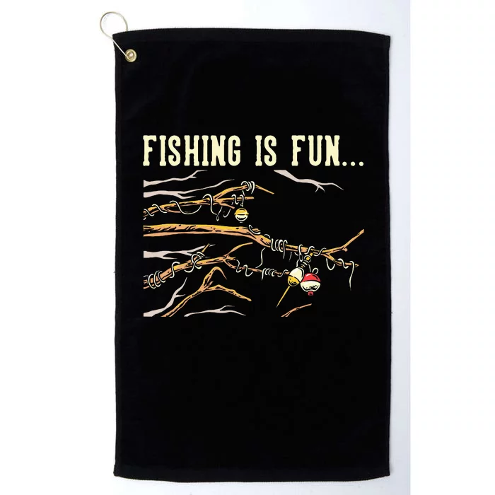 Fishing Is Fun... Bobbers Stuck In Tree Platinum Collection Golf Towel