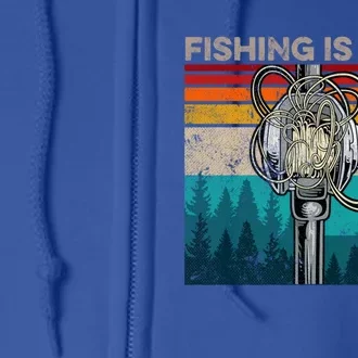 Fishing Is Fun Humor Outdoor Fishing Bass Pun Fisher Gift Cool Gift Full Zip Hoodie