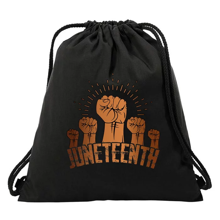 Free Ish Fist Juneteenth Melanin Black History Drawstring Bag