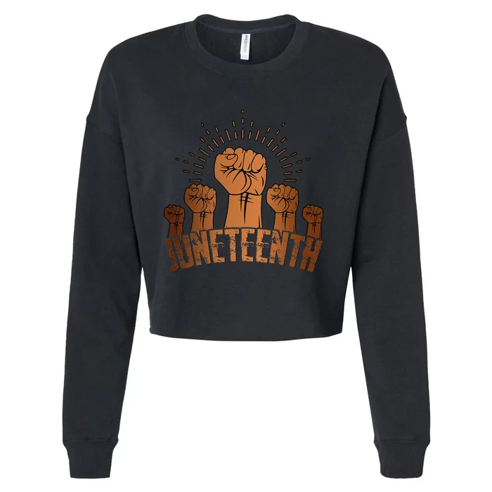 Free Ish Fist Juneteenth Melanin Black History Cropped Pullover Crew