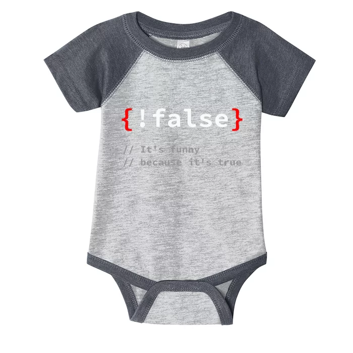 False ItS Funny Because ItS True Programmer Humor Infant Baby Jersey Bodysuit