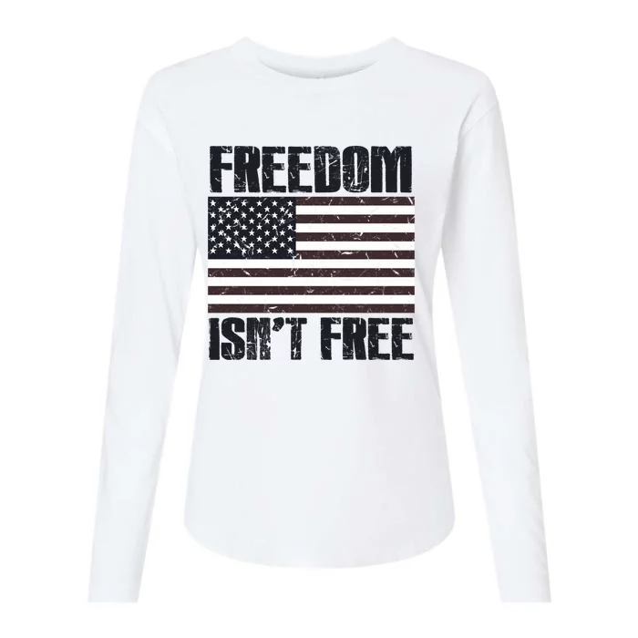 Freedom Isn't Free Vintage American Flag Memorial Day July 4 Cool Gift Womens Cotton Relaxed Long Sleeve T-Shirt