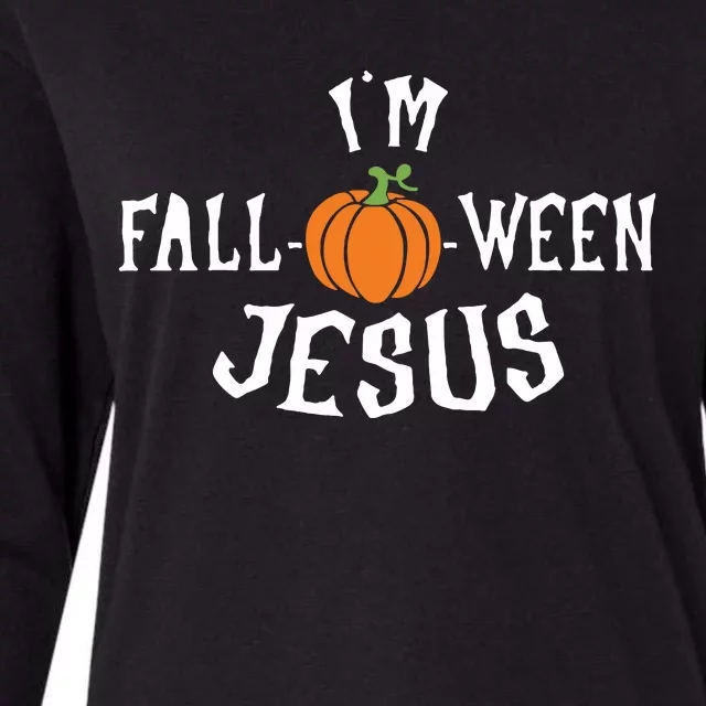 Funny Im Falloween Jesus Halloween Fall Pumpkin Christian Womens Cotton Relaxed Long Sleeve T-Shirt