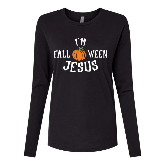 Funny Im Falloween Jesus Halloween Fall Pumpkin Christian Womens Cotton Relaxed Long Sleeve T-Shirt