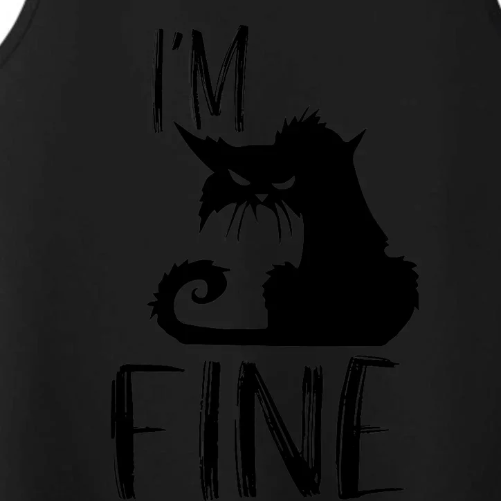 Funny I'm Fine Gift for Crazy Cat Owners, Black Cat Lover Performance Tank