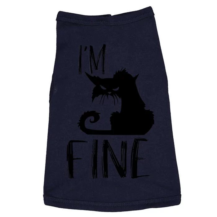 Funny I'm Fine Gift for Crazy Cat Owners, Black Cat Lover Doggie Tank