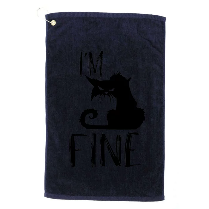 Funny I'm Fine Gift for Crazy Cat Owners, Black Cat Lover Platinum Collection Golf Towel