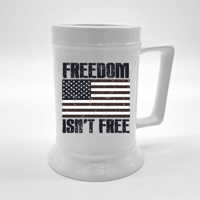 Freedom Isn't Free Vintage American Flag Memorial Day July 4 Cool Gift Front & Back Beer Stein