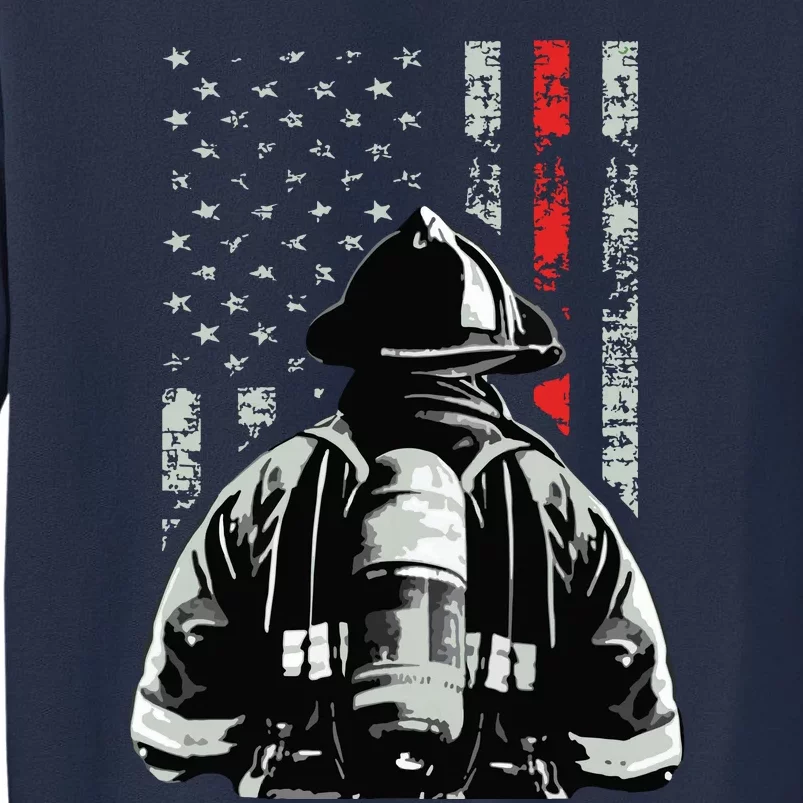 Fireman In Front Of American Flag Cool Firefighter Flag Sweatshirt