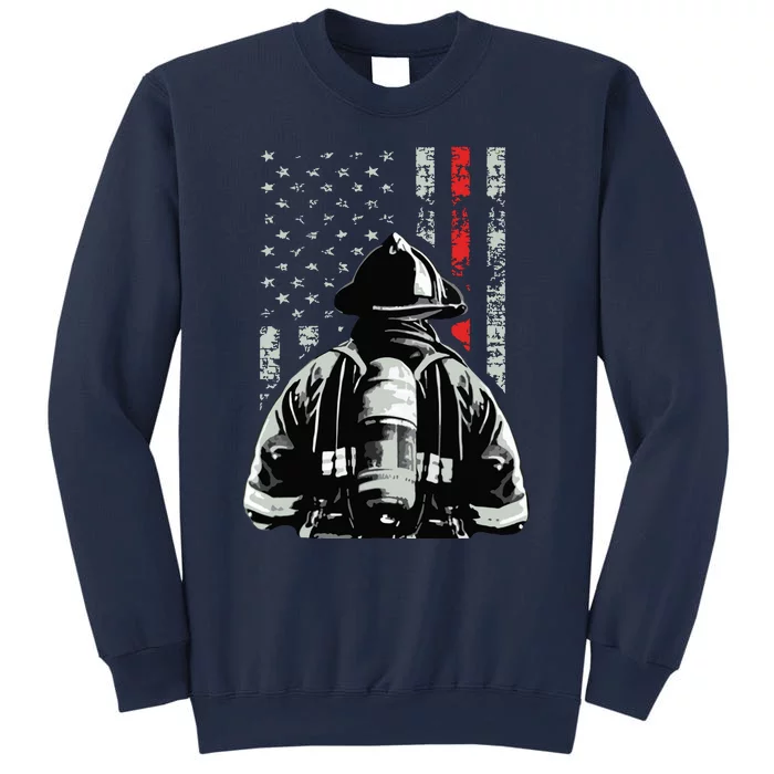 Fireman In Front Of American Flag Cool Firefighter Flag Sweatshirt