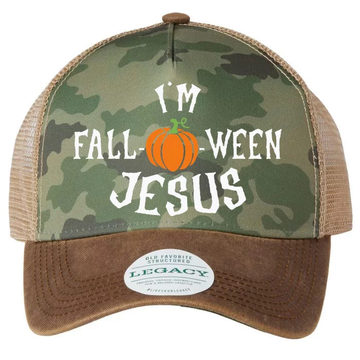 Funny Im Fall O Ween Jesus Halloween Fall Pumpkin Christian Legacy Tie Dye Trucker Hat