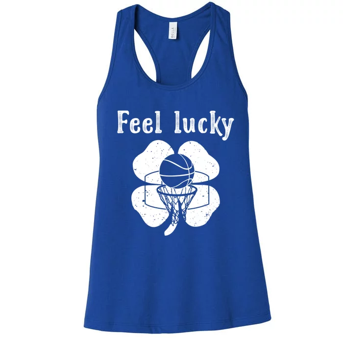 Fun Irish Feel Lucky Basketball Gift St Patrick's Day Gift Women's Racerback Tank