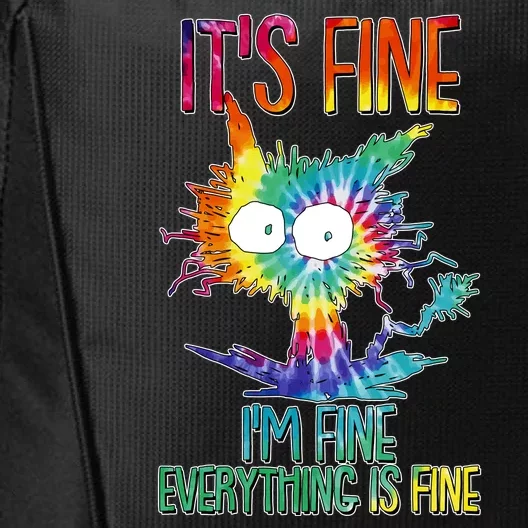 Funny It's Fine I'm Fine Everything Is Fine Tie Dye Cat City Backpack