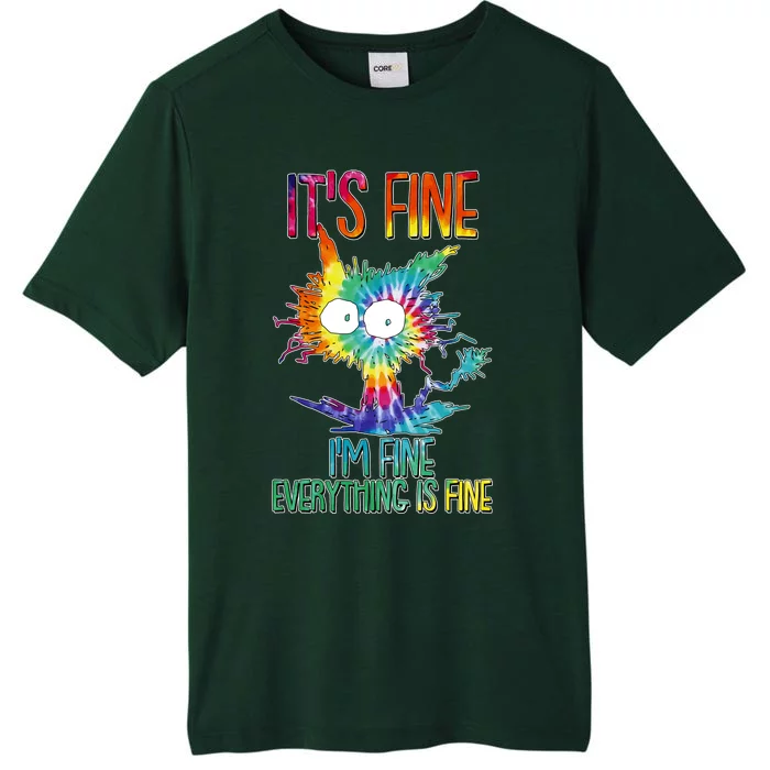 Funny It's Fine I'm Fine Everything Is Fine Tie Dye Cat ChromaSoft Performance T-Shirt