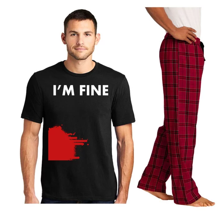 Funny I'm Fine Blood Bloody Really Scary Creepy Horror Funny Gift Pajama Set