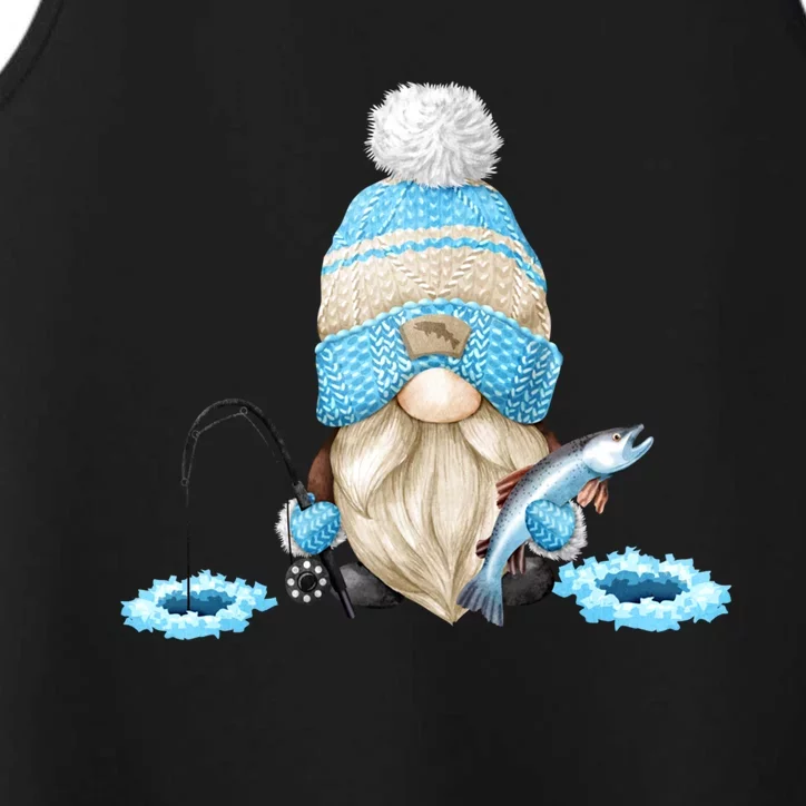 Funny Ice Fishing Tee With Family Christmas Gnome Gift Performance Tank