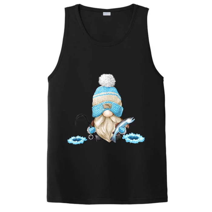 Funny Ice Fishing Tee With Family Christmas Gnome Gift Performance Tank