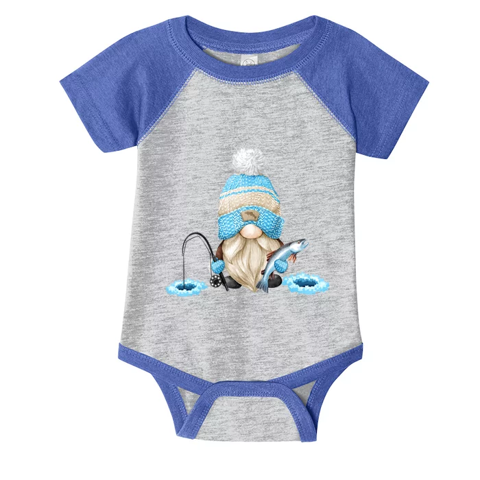 Funny Ice Fishing Tee With Family Christmas Gnome Gift Infant Baby Jersey Bodysuit