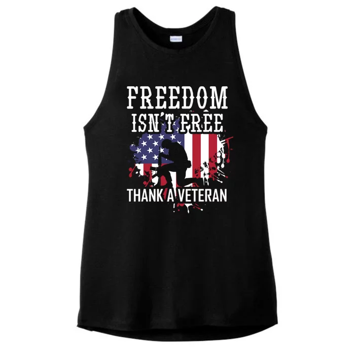 Freedom IsnT Free Thank A Veteran Military Support Gift Ladies Tri-Blend Wicking Tank