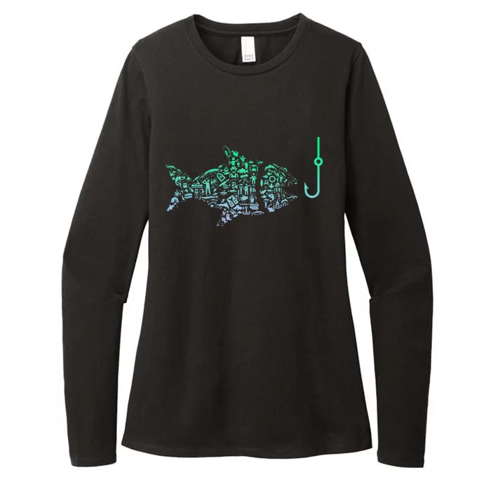 Fishing Icon For Fisherman Fish Hook Fishing Womens CVC Long Sleeve Shirt