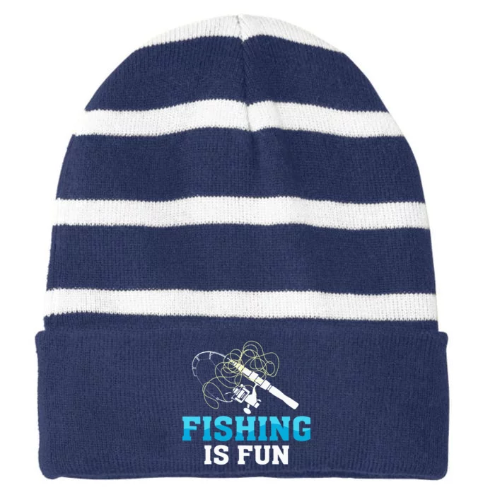 Fishing Is Fun BirdS Nest Striped Beanie with Solid Band