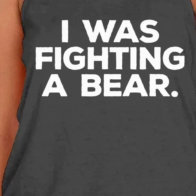 Fnny Injury Get Well Gift I Was Fighting A Bear Women's Knotted Racerback Tank