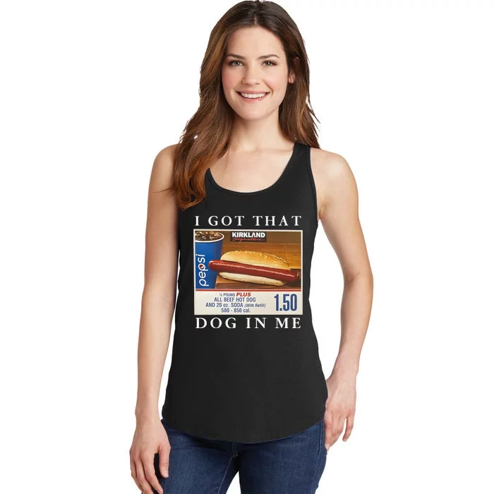 Funny I Got That Hot Dog In Me Ladies Essential Tank