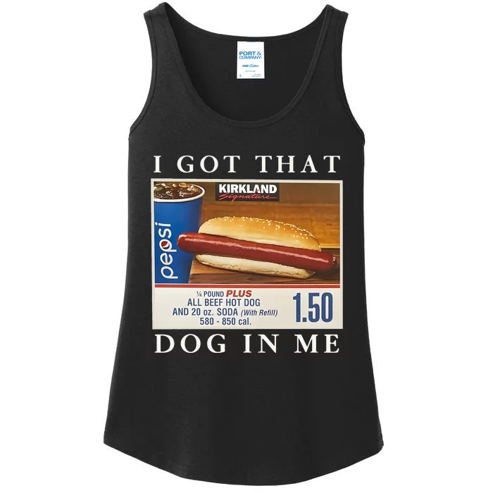 Funny I Got That Hot Dog In Me Ladies Essential Tank