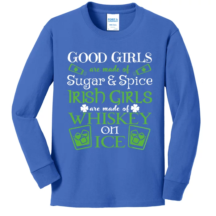 Funny Irish Girls Are Whiskey On Ice St. Patrick's Day Gift Kids Long Sleeve Shirt