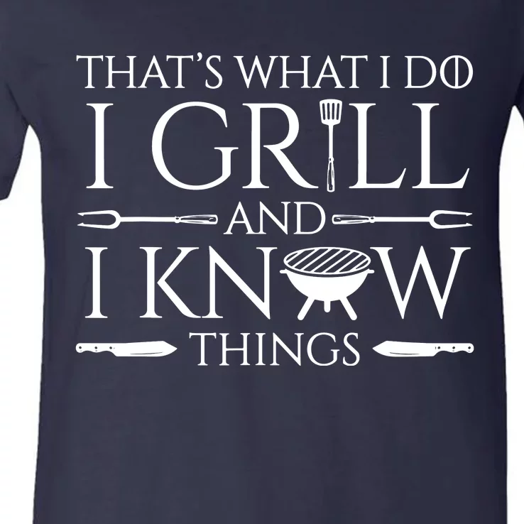 Fun I Grill And Know Things Meat Lover Barbecue V-Neck T-Shirt