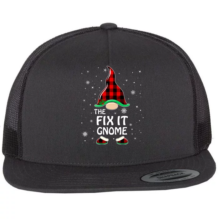 Fix It Gnome Buffalo Plaid Matching Family Christmas Flat Bill Trucker Hat