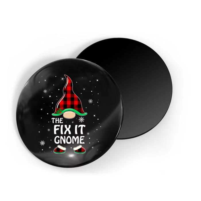 Fix It Gnome Buffalo Plaid Matching Family Christmas Magnet