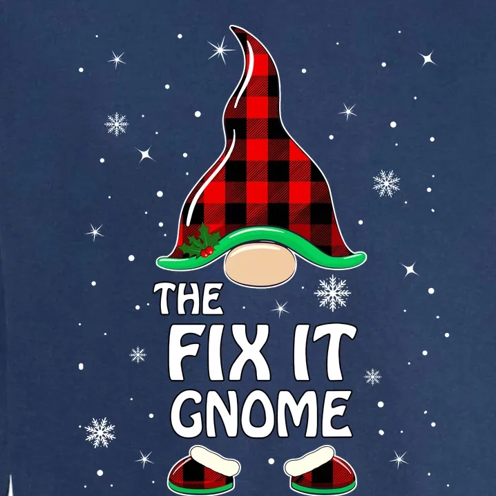 Fix It Gnome Buffalo Plaid Matching Family Christmas Garment-Dyed Sweatshirt