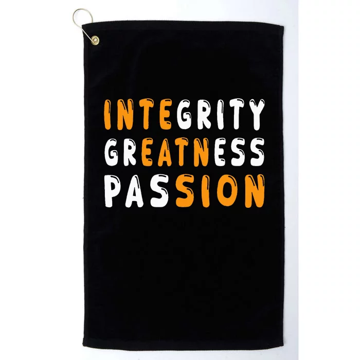 Funny Integrity Greatness Passion Cool Platinum Collection Golf Towel