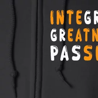 Funny Integrity Greatness Passion Cool Full Zip Hoodie