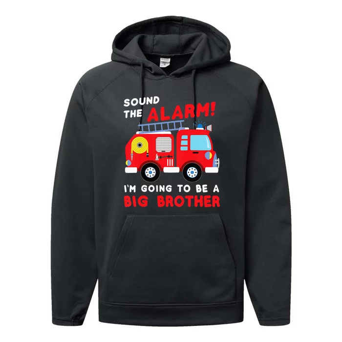 Firetruck I'm Going To Be A Big Brother New Baby Performance Fleece Hoodie