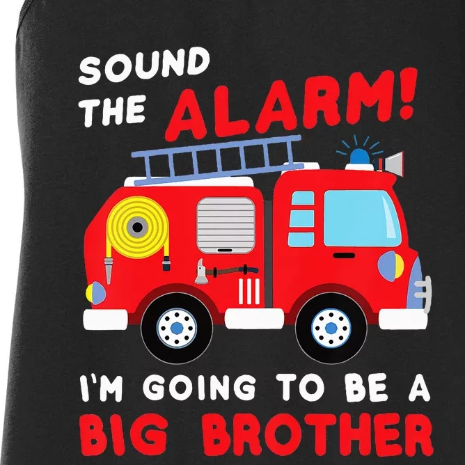 Firetruck I'm Going To Be A Big Brother New Baby Women's Racerback Tank