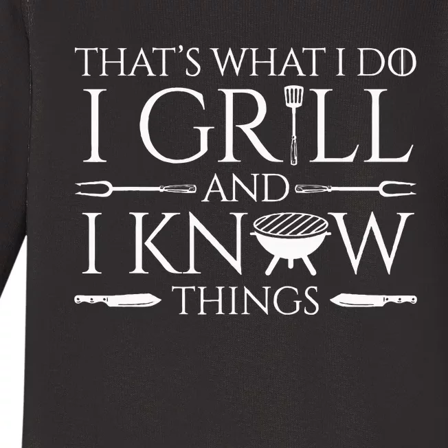 Fun I Grill And Know Things Meat Lover Barbecue Dad Baby Long Sleeve Bodysuit