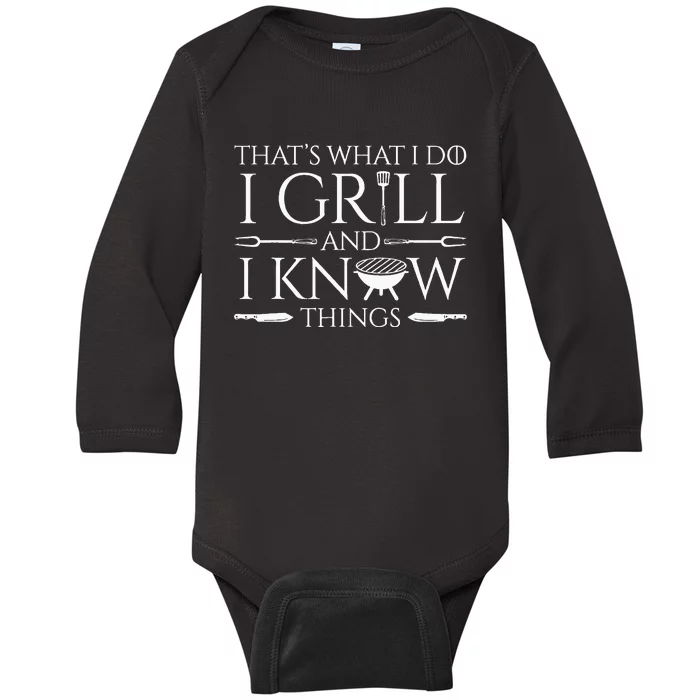 Fun I Grill And Know Things Meat Lover Barbecue Dad Baby Long Sleeve Bodysuit