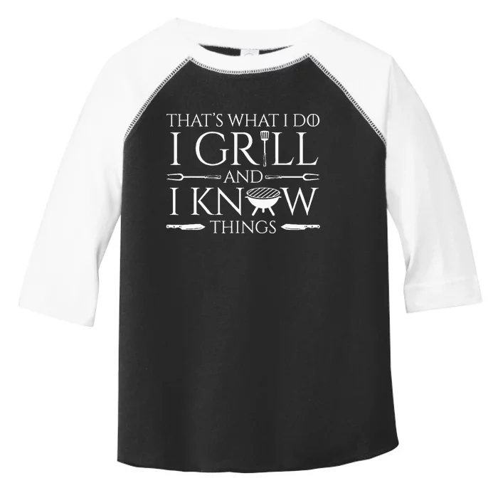 Fun I Grill And Know Things Meat Lover Barbecue Dad Toddler Fine Jersey T-Shirt